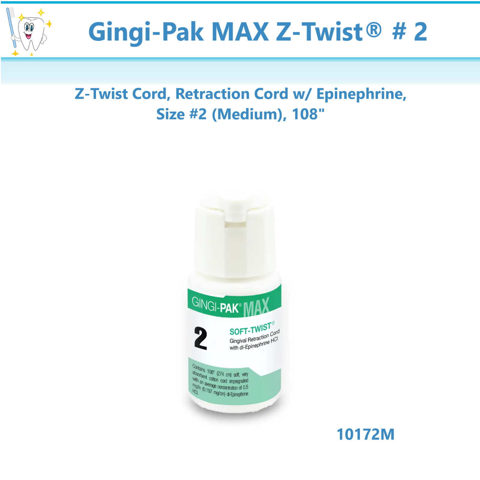 Dental Gingi-Pak MAX Z-Twist® # 2 Z-Twist Cord, Retraction Cord w/ Epi 10172M