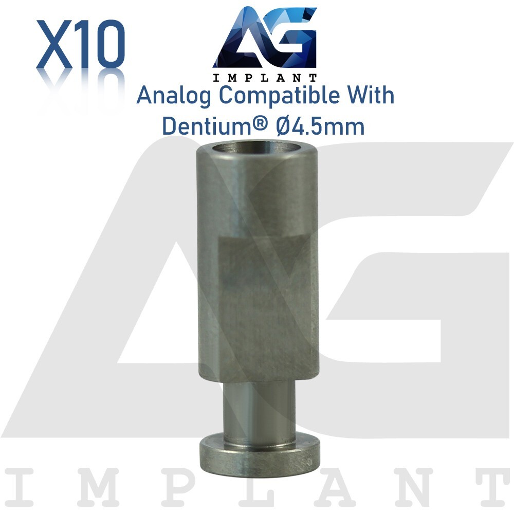 10 Dent!um® Compatible Fixture Analog 4.5mm Int Hex Connection Stainless Steel