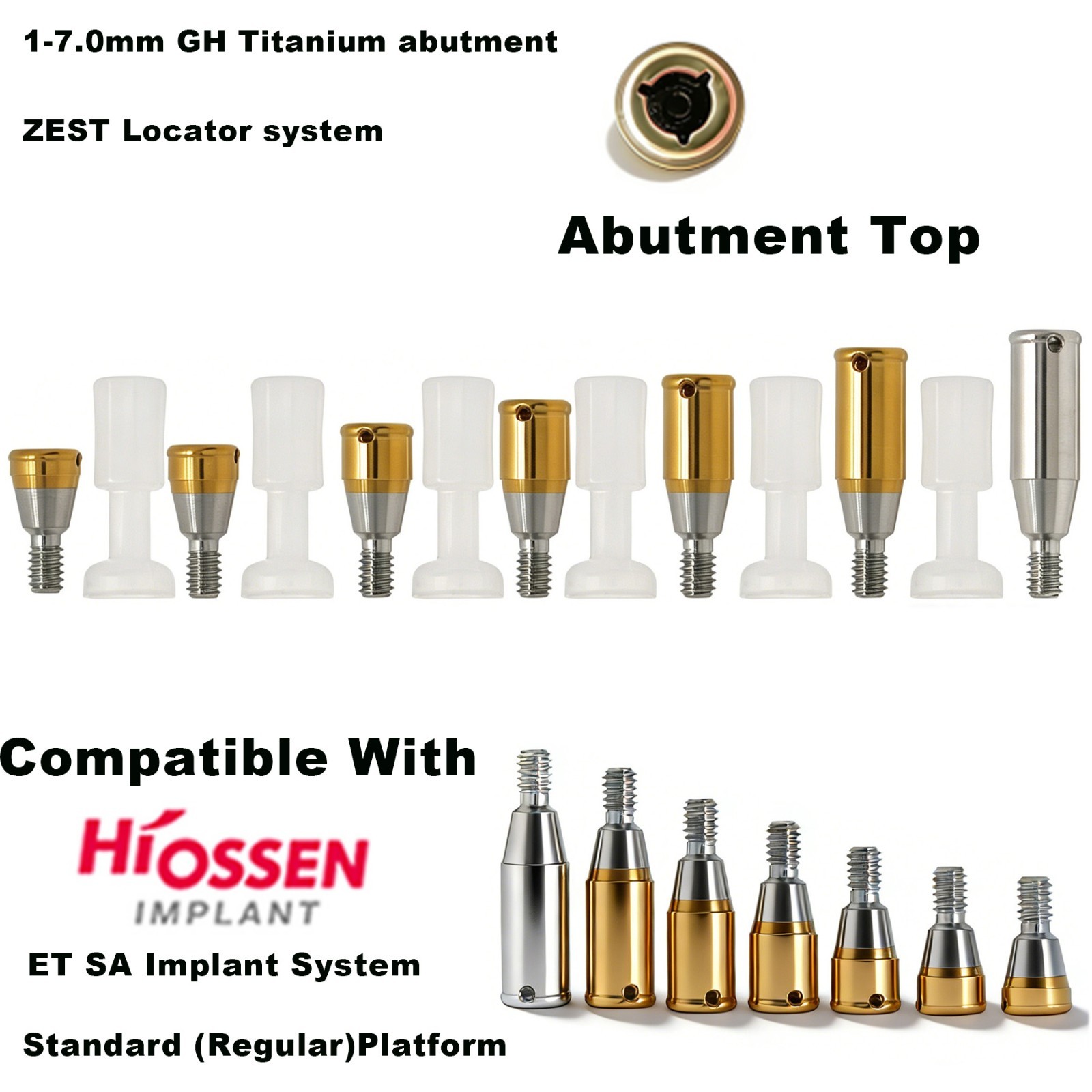 Locator Overdenture Abutment Mini/Regular 3.5/4.0/4.5mm Int Hex Fits Hiossen ET