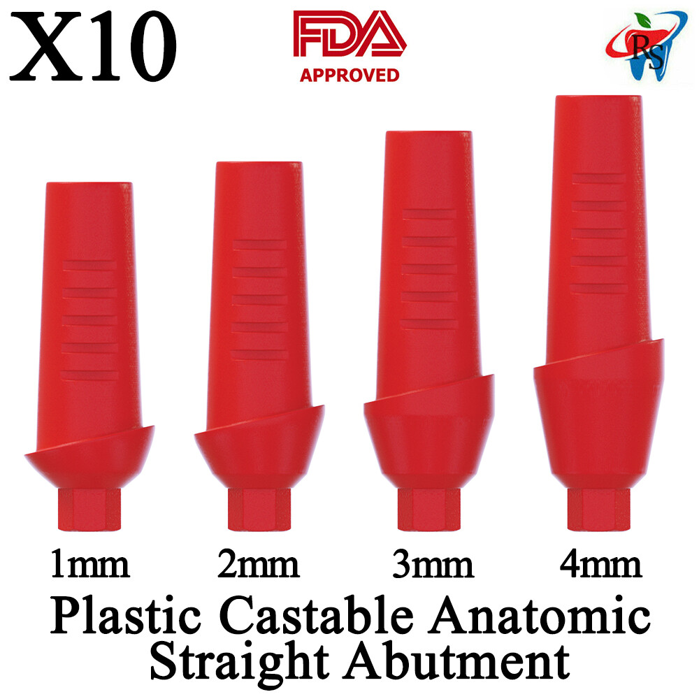 10pcs DSl Plastic Castable Straight Anatomic Abutments Internal Hex Dental Lab