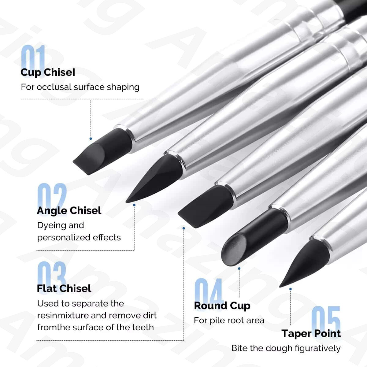 Dental Composite Resin Veneer Cement Porcelain Brushes Silicone Brush Pen 3Color
