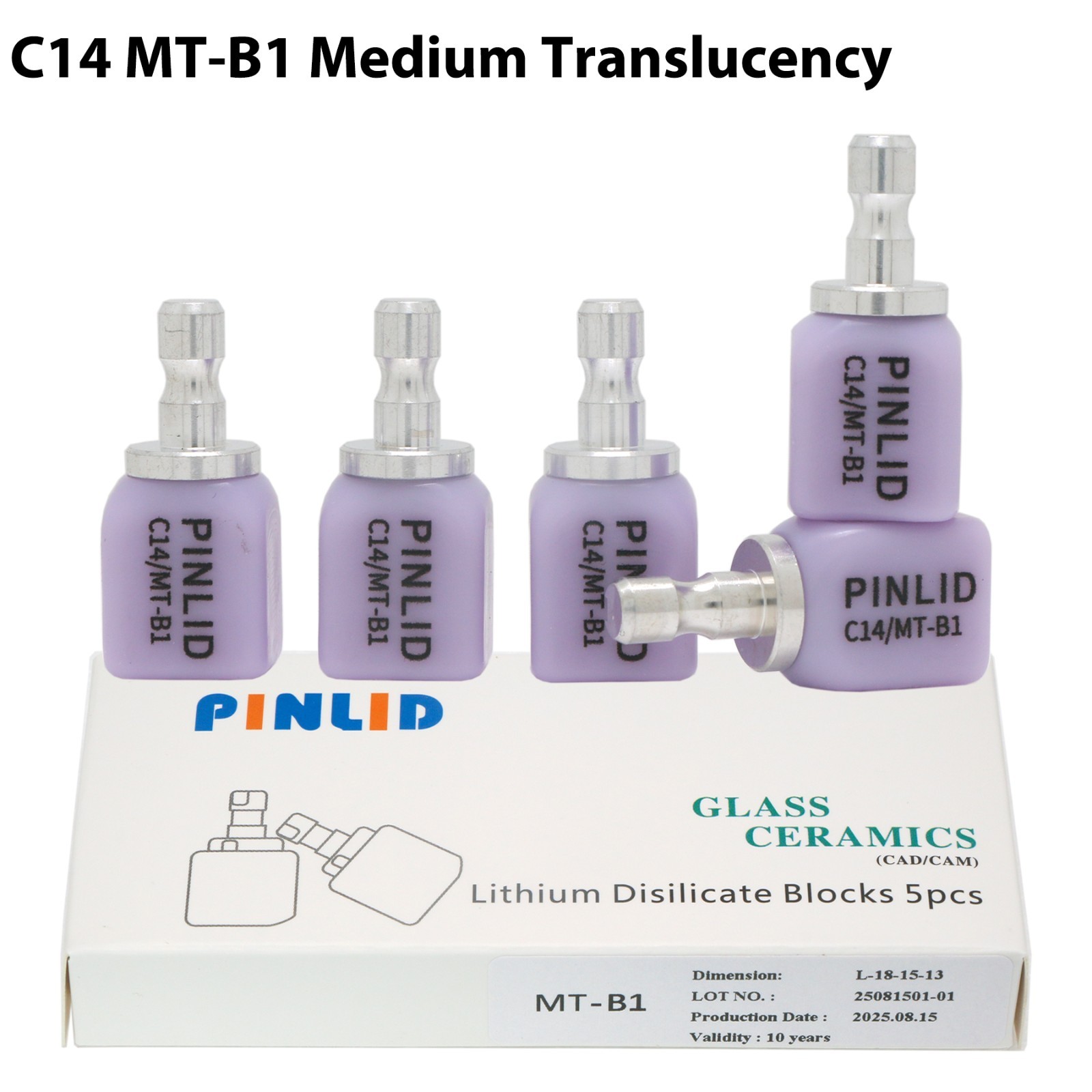 C14 Dental Ceramic Blocks Lithium Disilicate Cerec CAD CAM MT A1 A2 A3 5Pcs/Box