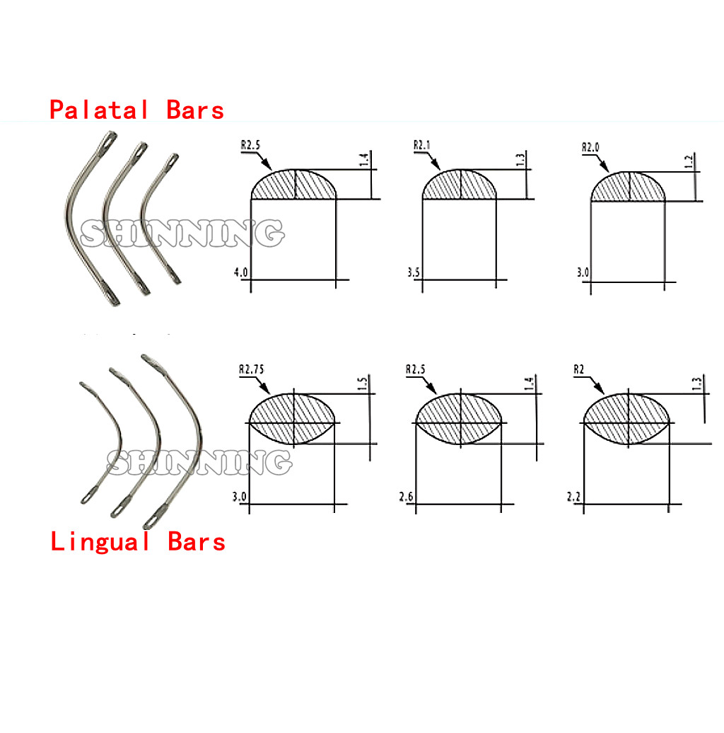 3Packs/60Pcs Dental Lingual Bars Lower/Upper In Large&Middle&Small Instruments