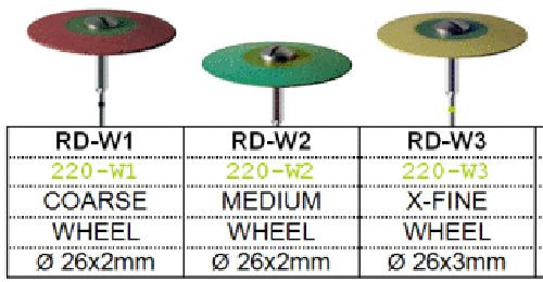 Set Of 3 Diamond Rubber Wheels Coarse Medium Fine For Zirconia & Porcelain