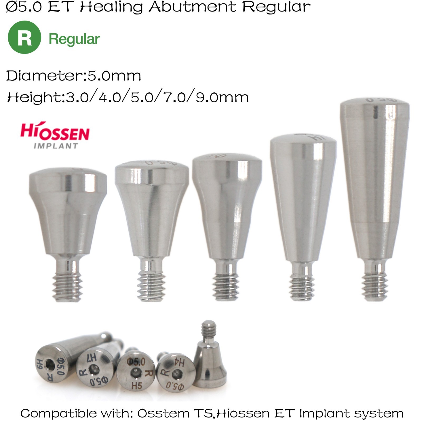 Dental Healing Abutment Cap Compatible with Hiossen ET III SA Regular Platform