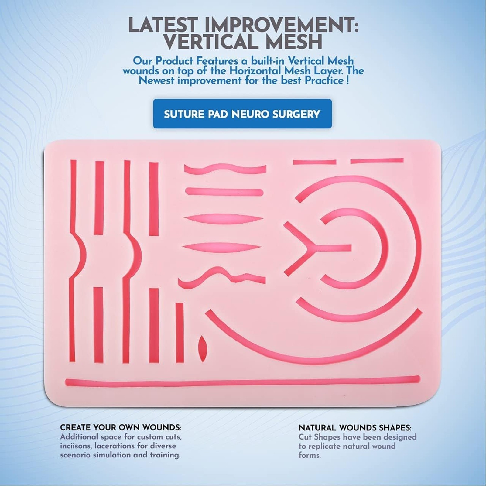 Medical Skin Suture Practice Silicone Pad Wound Simulated Surgical Training Kit