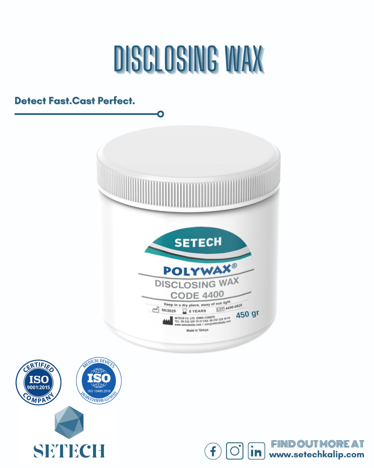 Setech Disclosing Wax – To Repair Wax Pattern Defects.