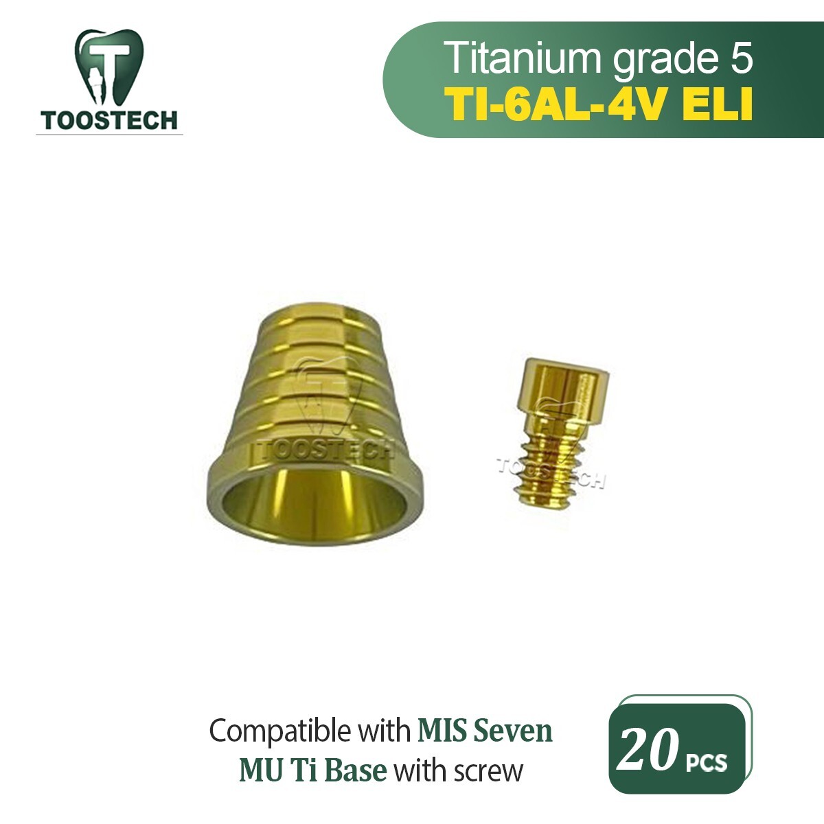 20pcs MU Ti Base for Multi unit abutment fits to MIS Seven Non-engaging D4.8mm