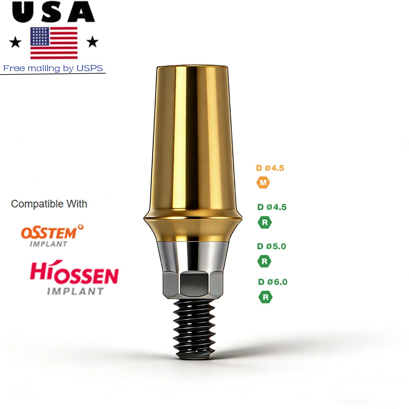 Hiossen Dental Straight Titanium Cemented Abutment Hex Fit Implant Crown Bridge