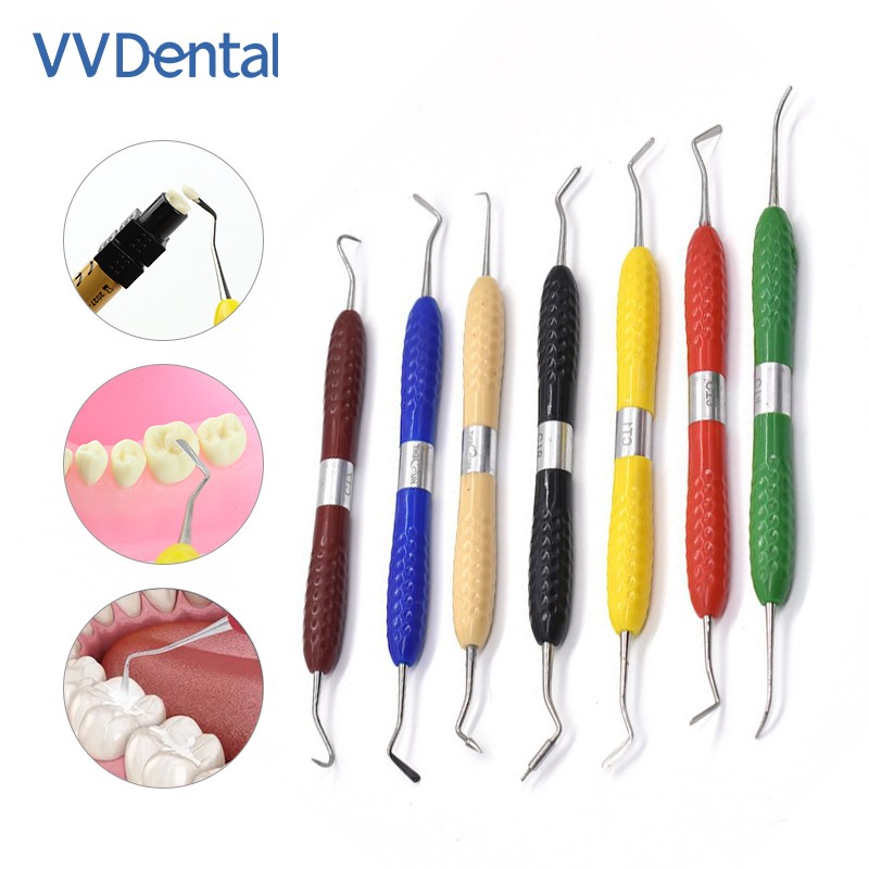 VV Dental Resin Spatula Kit 7pcs/set Silicone Handle Composite Resin Filling