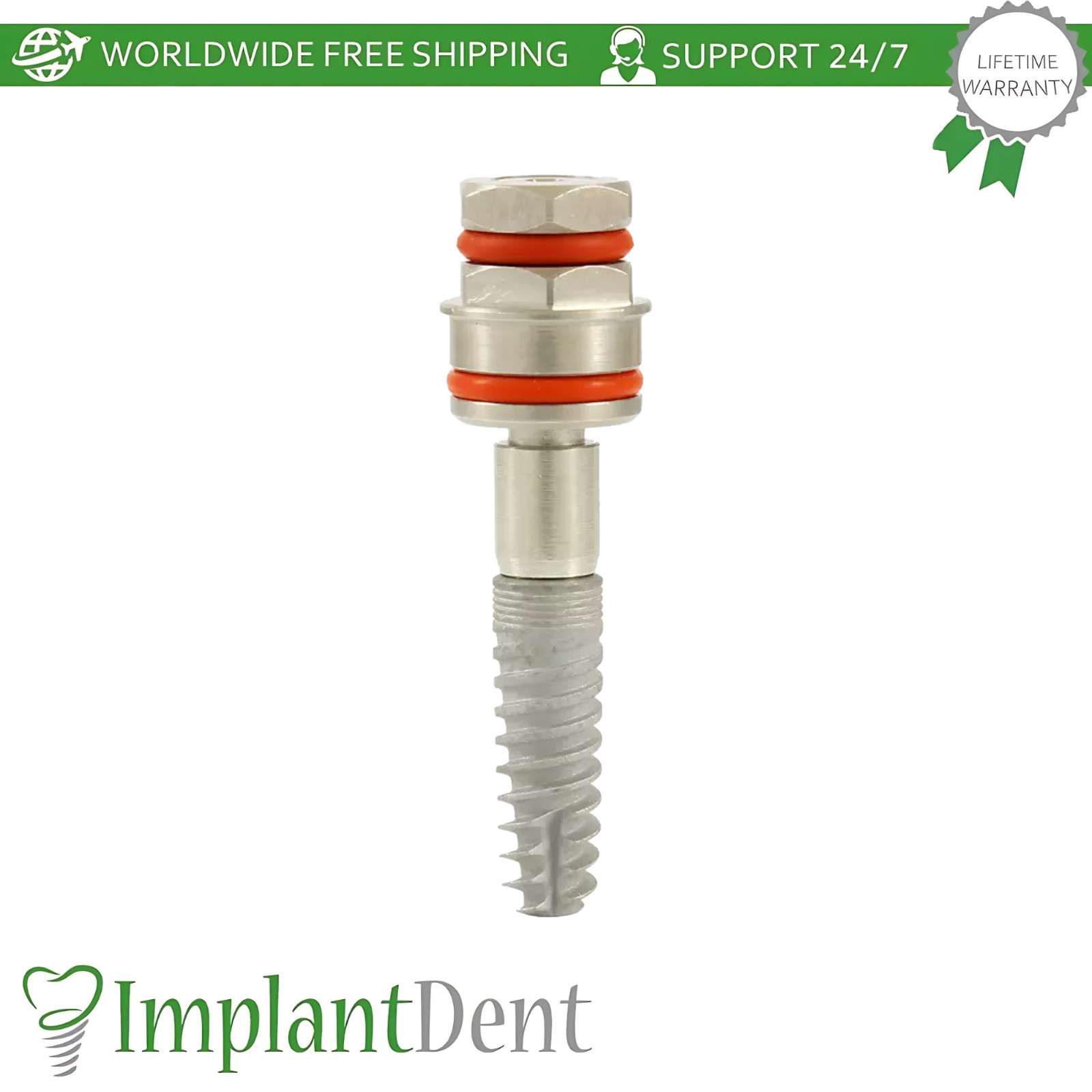 1x Dental Spiral Fixture SLA, Straight Prosthetic, Healing Cap Int Hex 2.42mm
