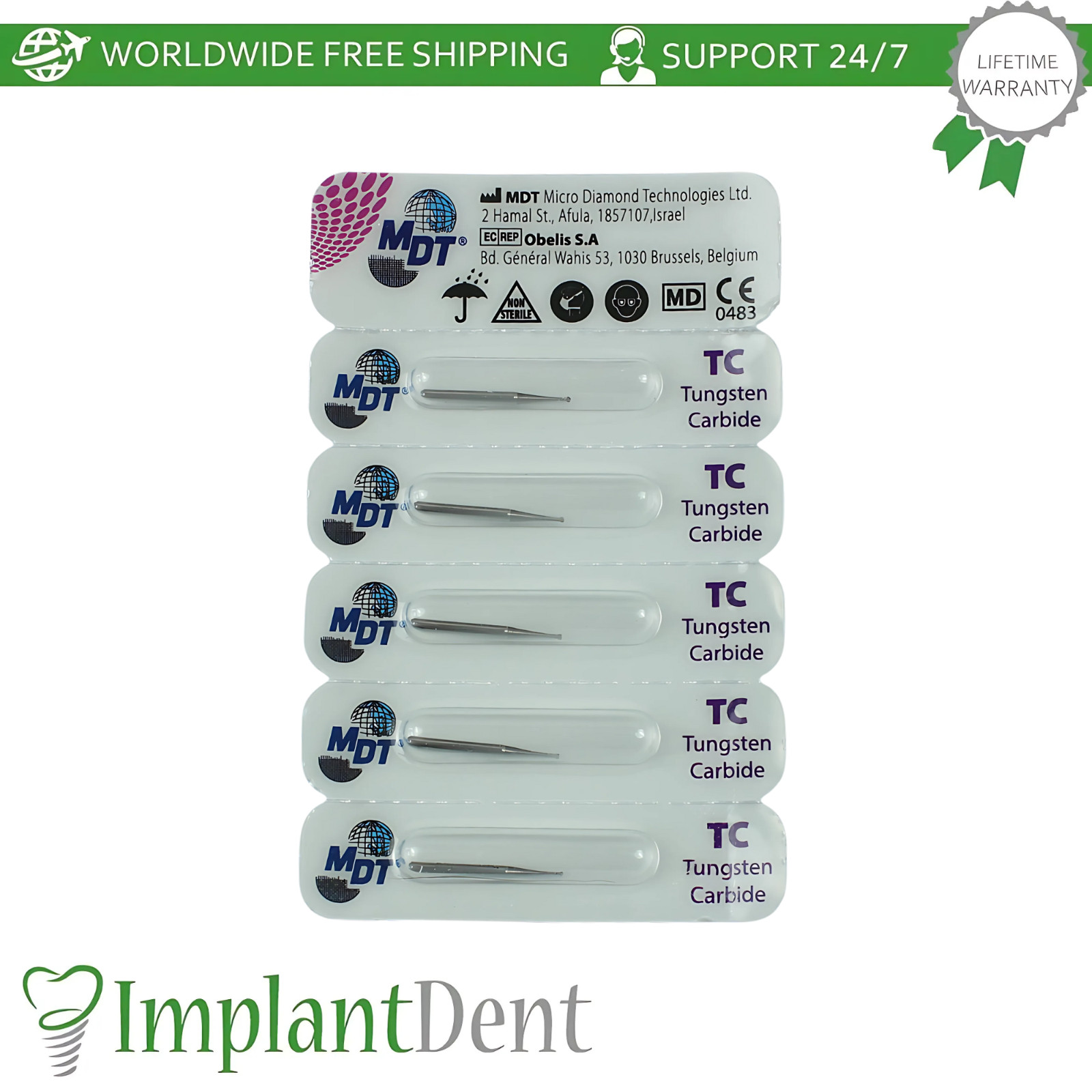 MDT Dental Round FG Carbide Burs Caries Removal Cavity Preparation Endo