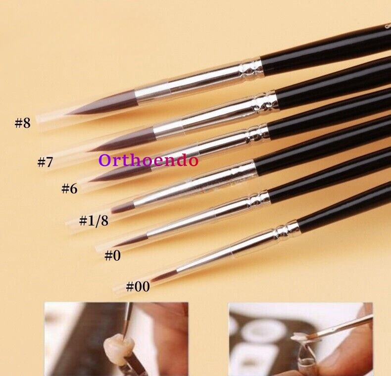 6pc/Kit Dental Composite Resin Brush Pens Adhesive Porcelain Teeth Pen ,1/10 Kit