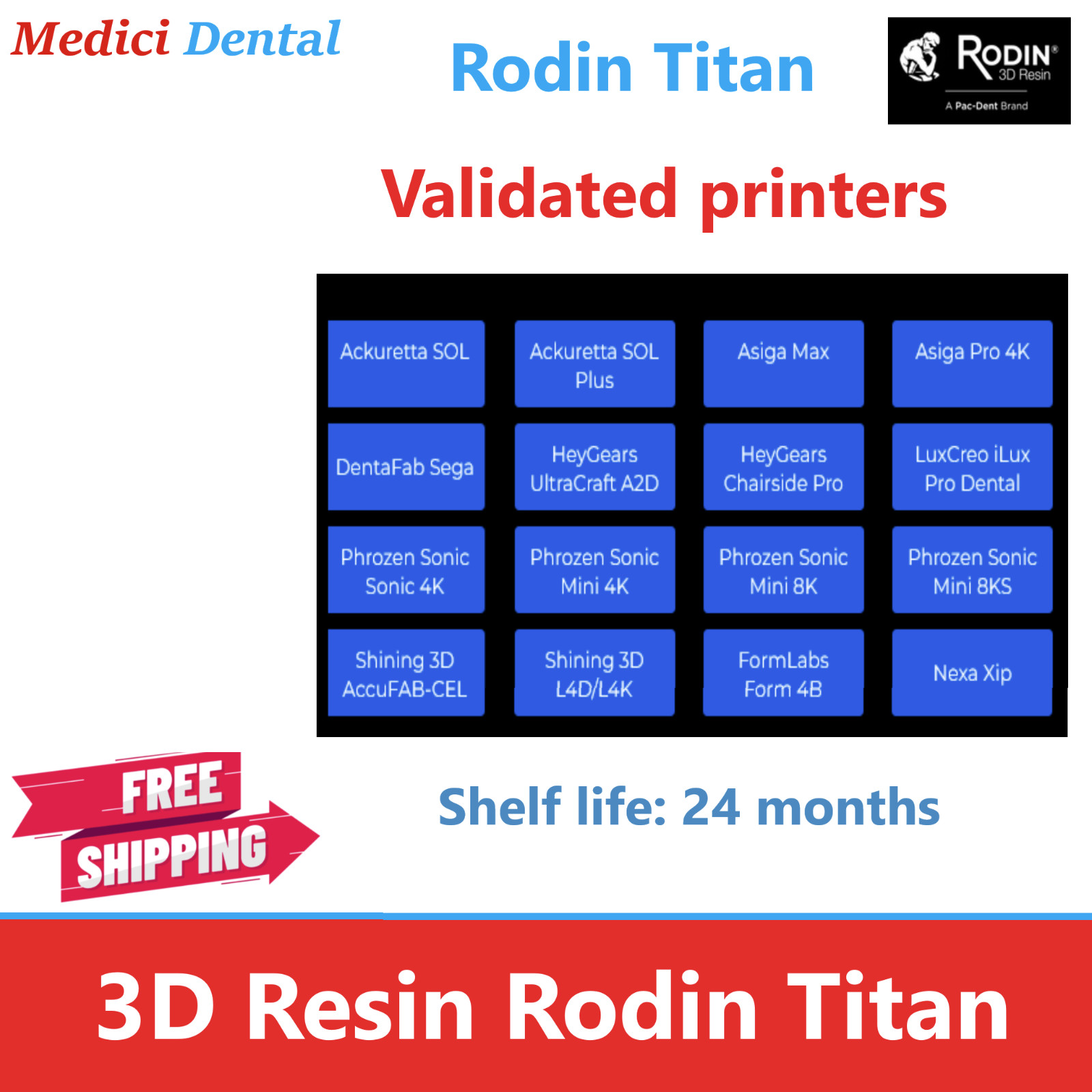 3D Print Dental Rodin Titan, Shade A1, 600g/Btl – Full Arch restorations Denture
