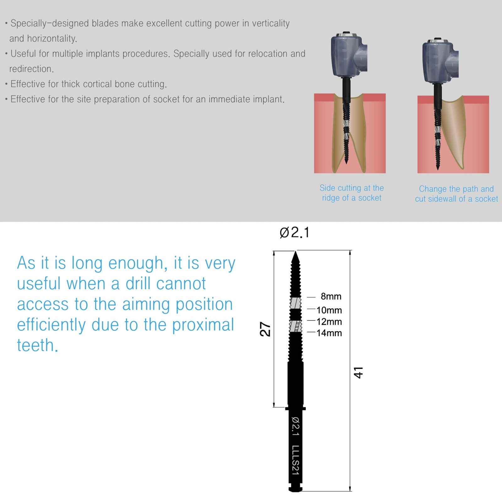 L21 Lindemann Bur Drill 2.1mm Dia. Osung -LLL21 (#306)