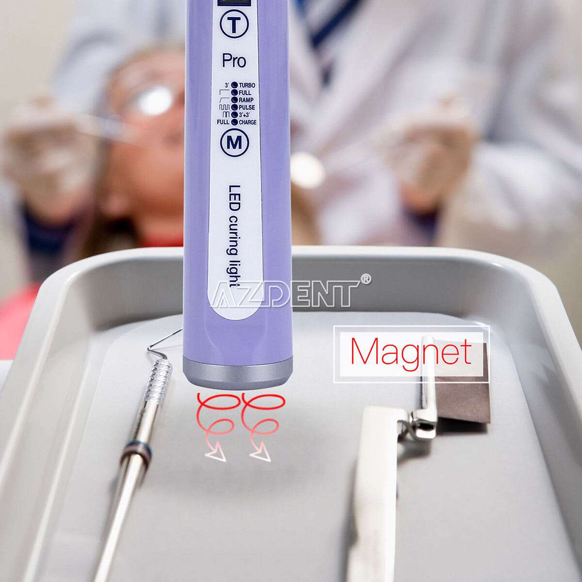 Wireless Dental iLed LED Curing Light 1 Second Cure 1800mw/cm² Purple