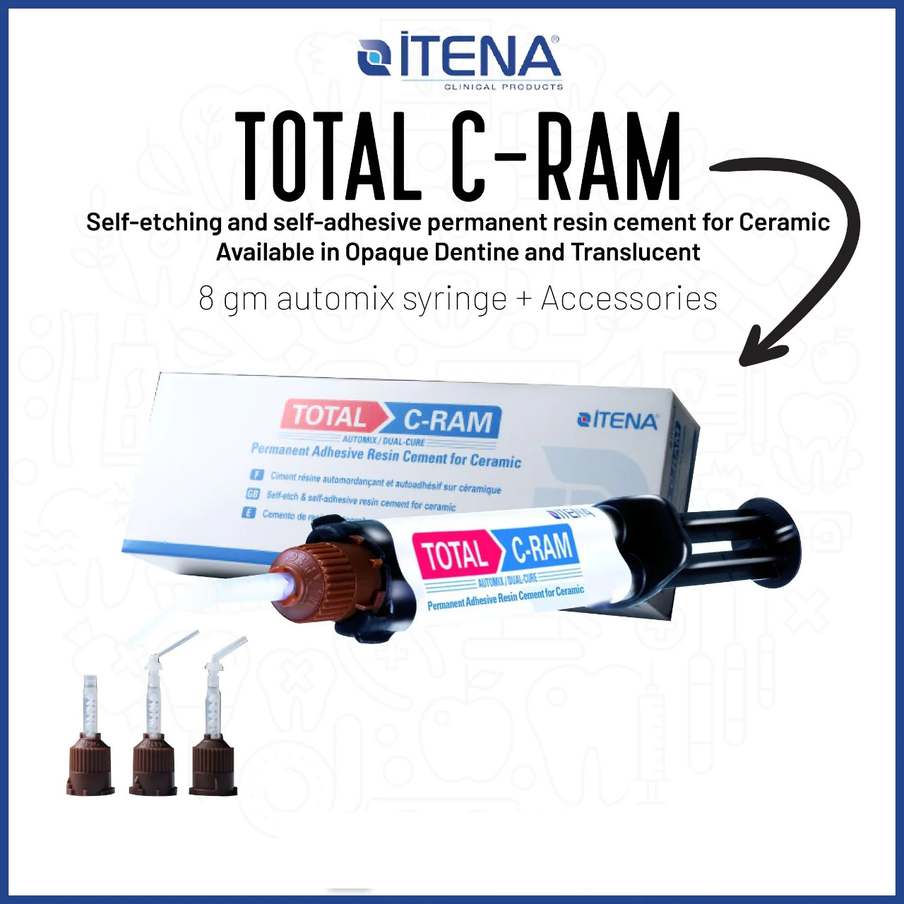 Total C-RAM Self Adhesive Resin Permanent Cement for All Ceramic Crowns 8gm Syr