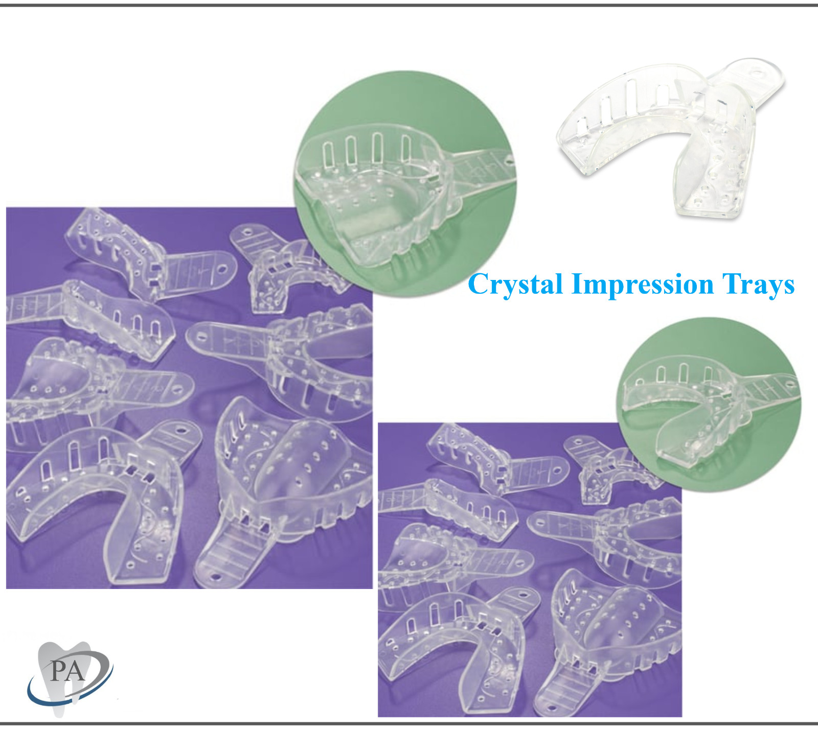 Dental Clear Impression Trays “Excellent Crystal” (CHOOSE SIZE) (1 Bag of 12)