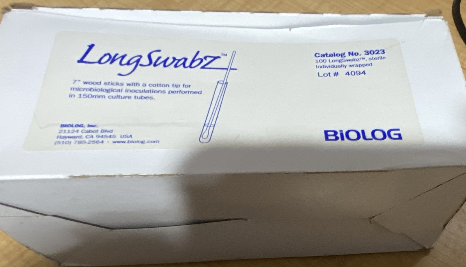 BIOLOG LongSwabz Sterile Individually Wrapped Cotton Tip Swabs 3023