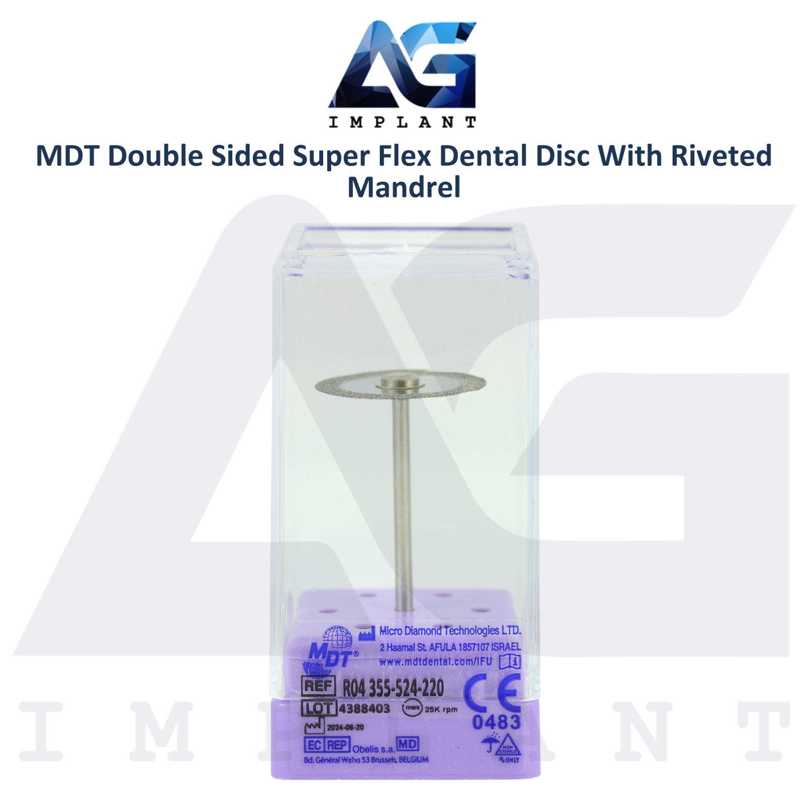 MDT Double Sided Super Flex Dental Diamond Coated Disc Thin with Riveted Mandrel