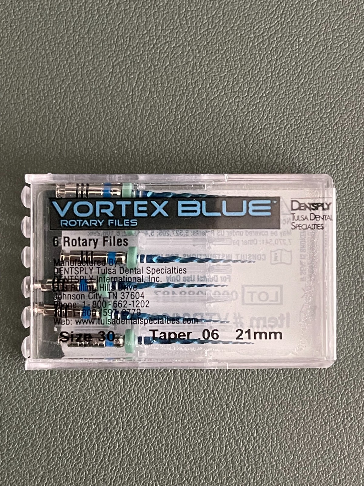 Dentsply Tulsa Dental Vortex Blue .06 Taper rotary files 6/pk , 38 PACKS NEW!