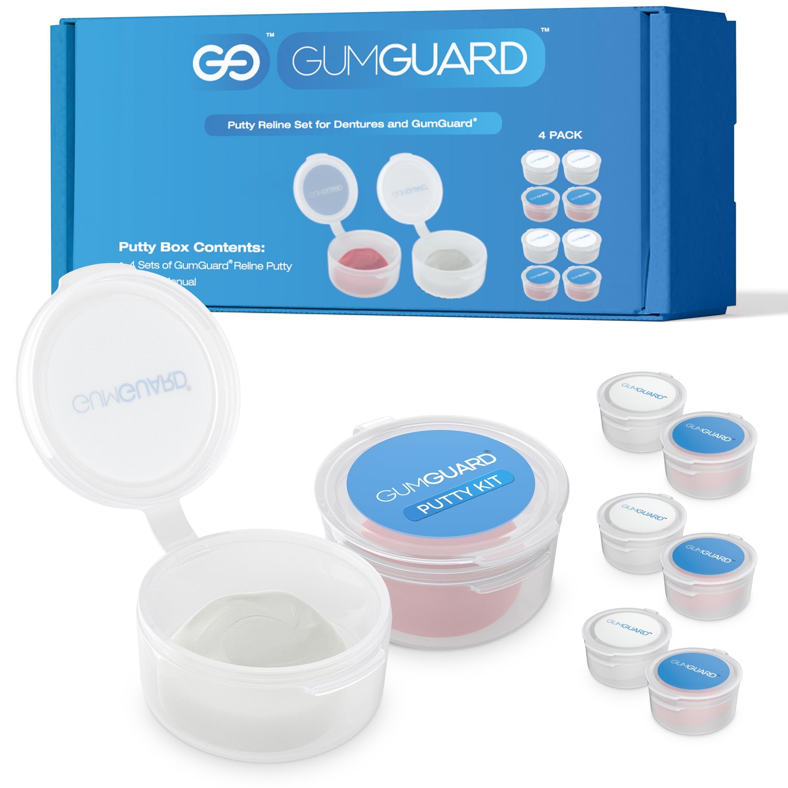 GumGuard Denture Putty Pack Reline Set – Versatile, Fast 2 Pack, clear