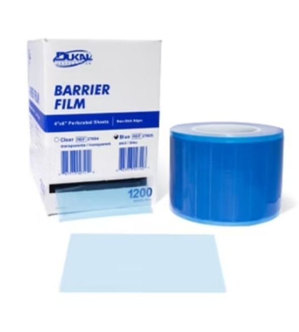 4 X Dukal Blue Dental Tattoo Barrier Tape, 1200 Per Roll, 4 Rolls Per Order