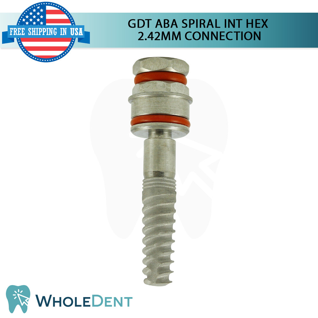 1X GDT ABA Dental Spiral Int Hex 2.42mm Connection Titanium Sterile SLA