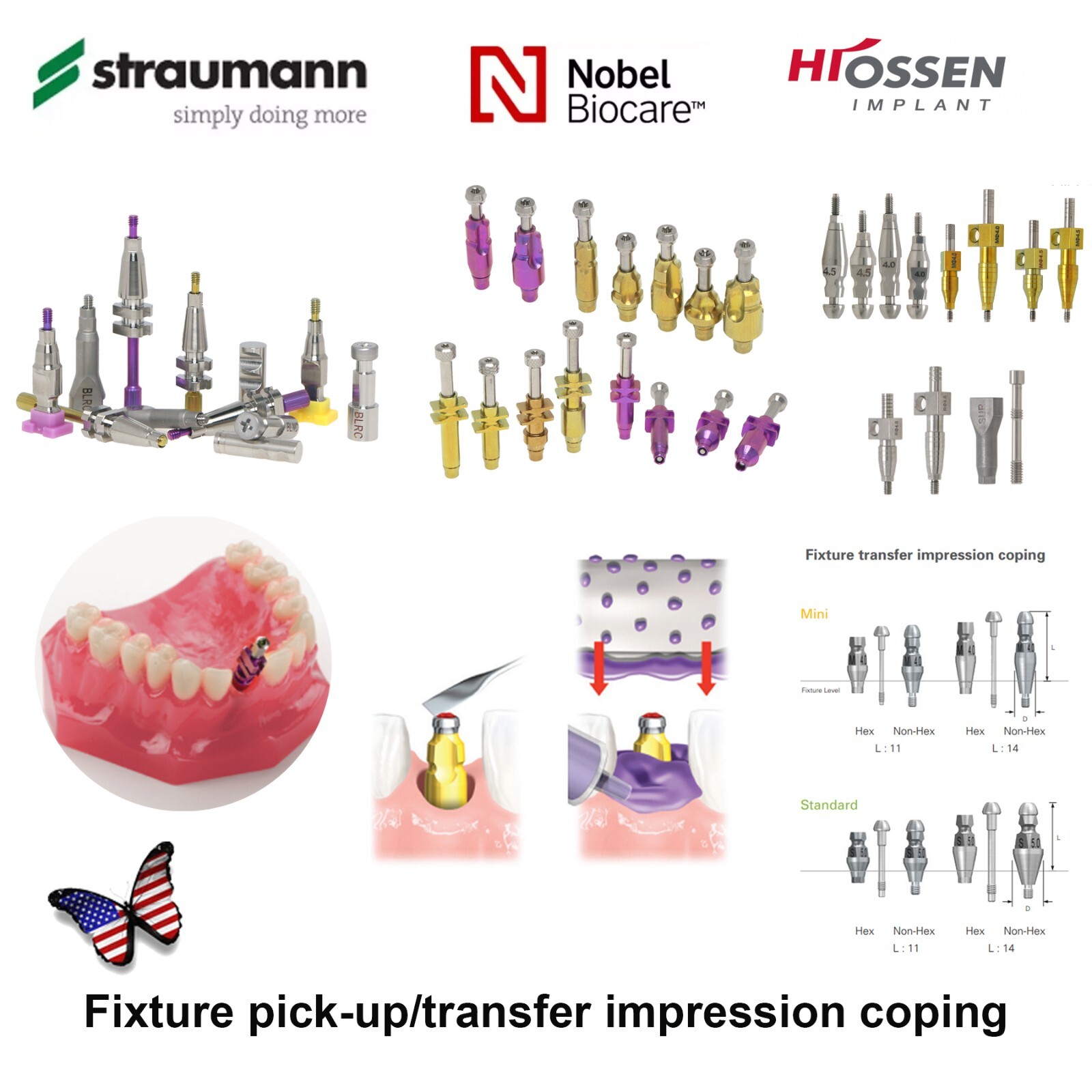 Dental Impression Coping Open Closed Tray Analog Scanbody Fit Nobel/ITI/Hiossen