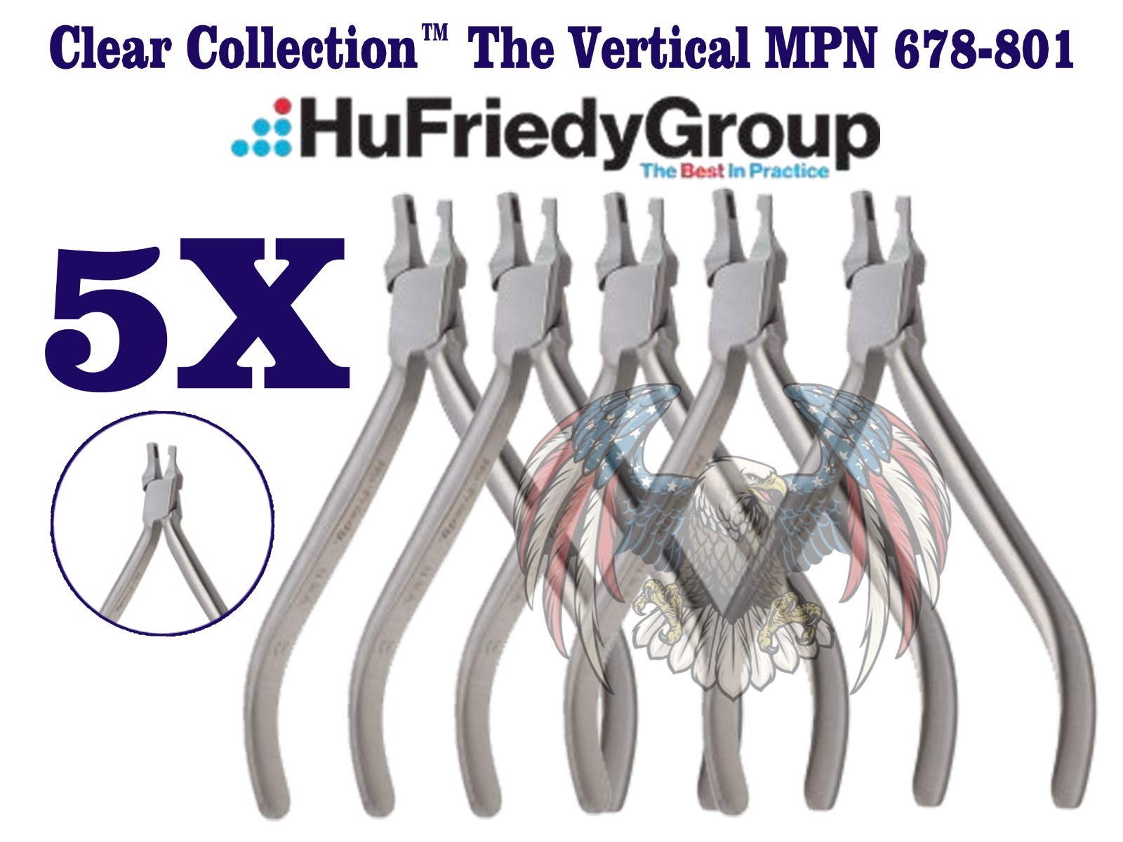 Lot of 5 Pcs Hu Friedy Clear Collection™ The Vertical MPN 678-801