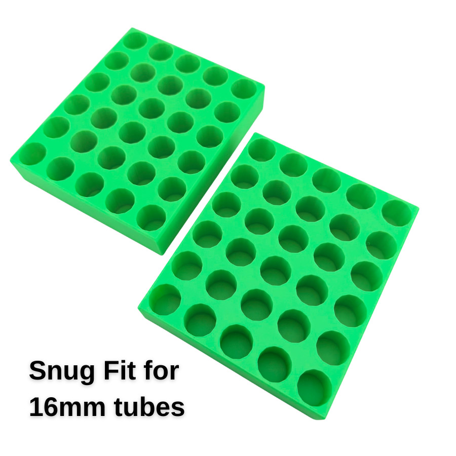 Blood Collection Tube Holder 2 Pack Green 16mm 10ml Phlebotomy Lab Rack USA Made