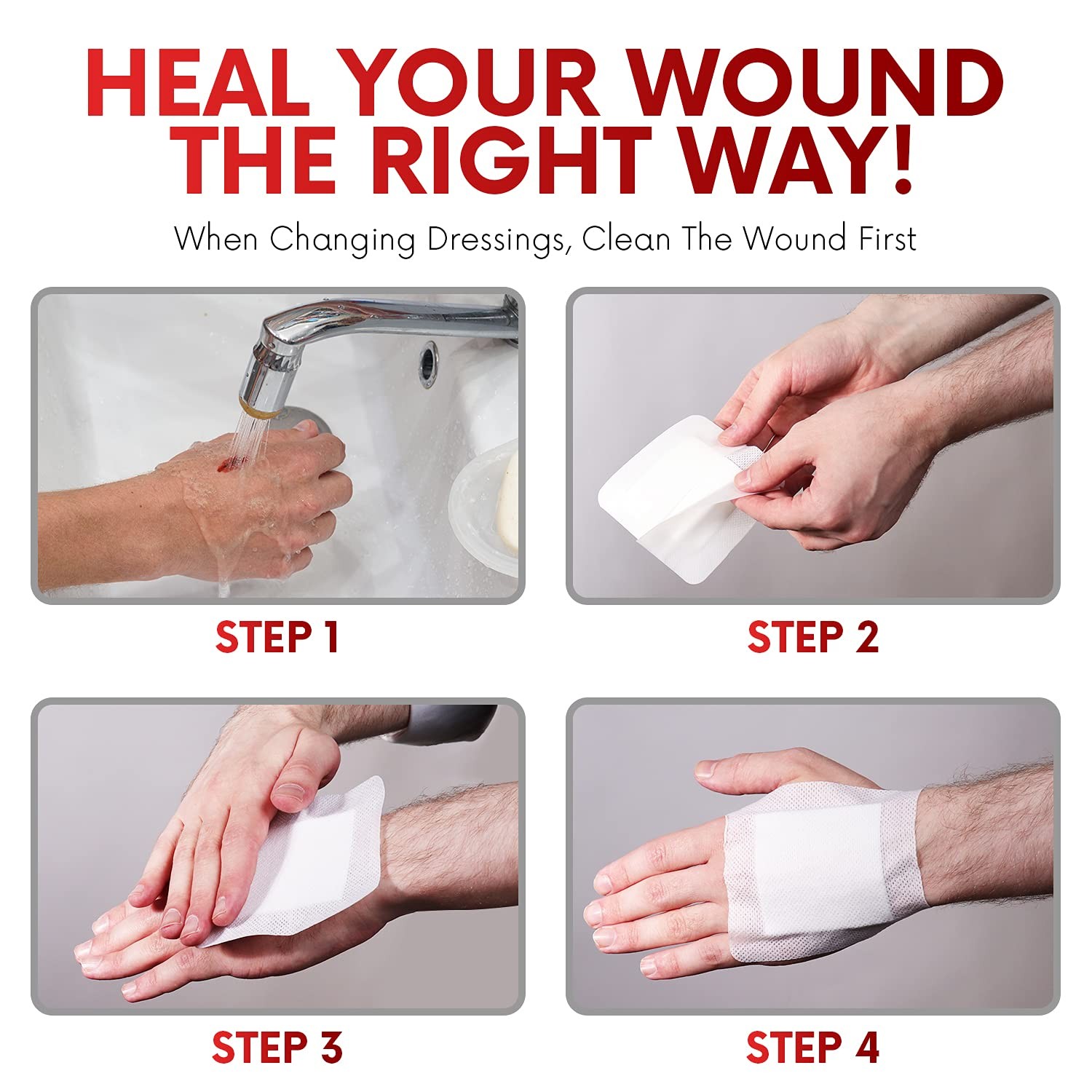 HEALQU Bordered Gauze Island Dressing – 50 2×2″ (1×1″ pad) Box of 50, White