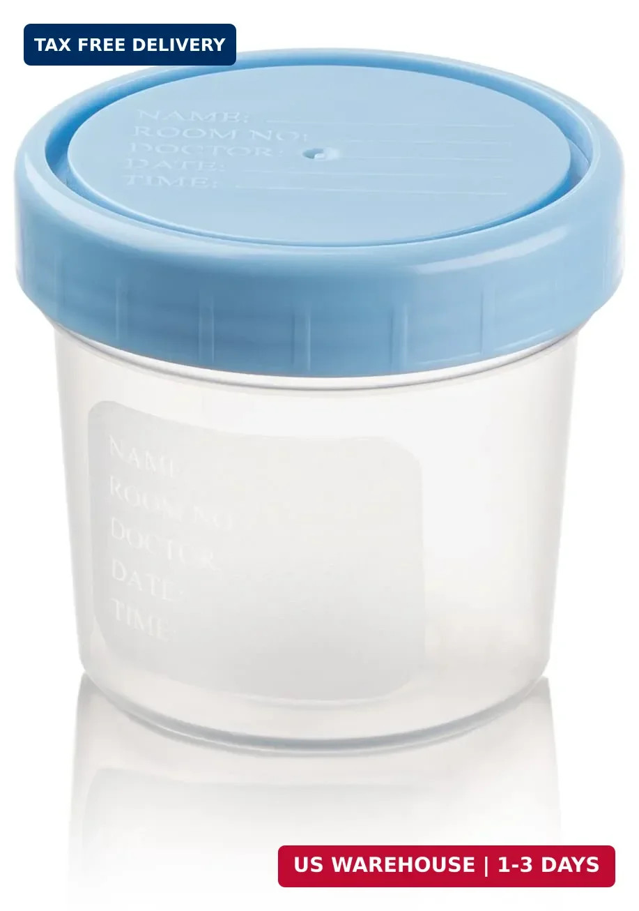 Caremax Supply Specimen Cups with Lids-Leak Proof Lid- High Quality Latex Free P
