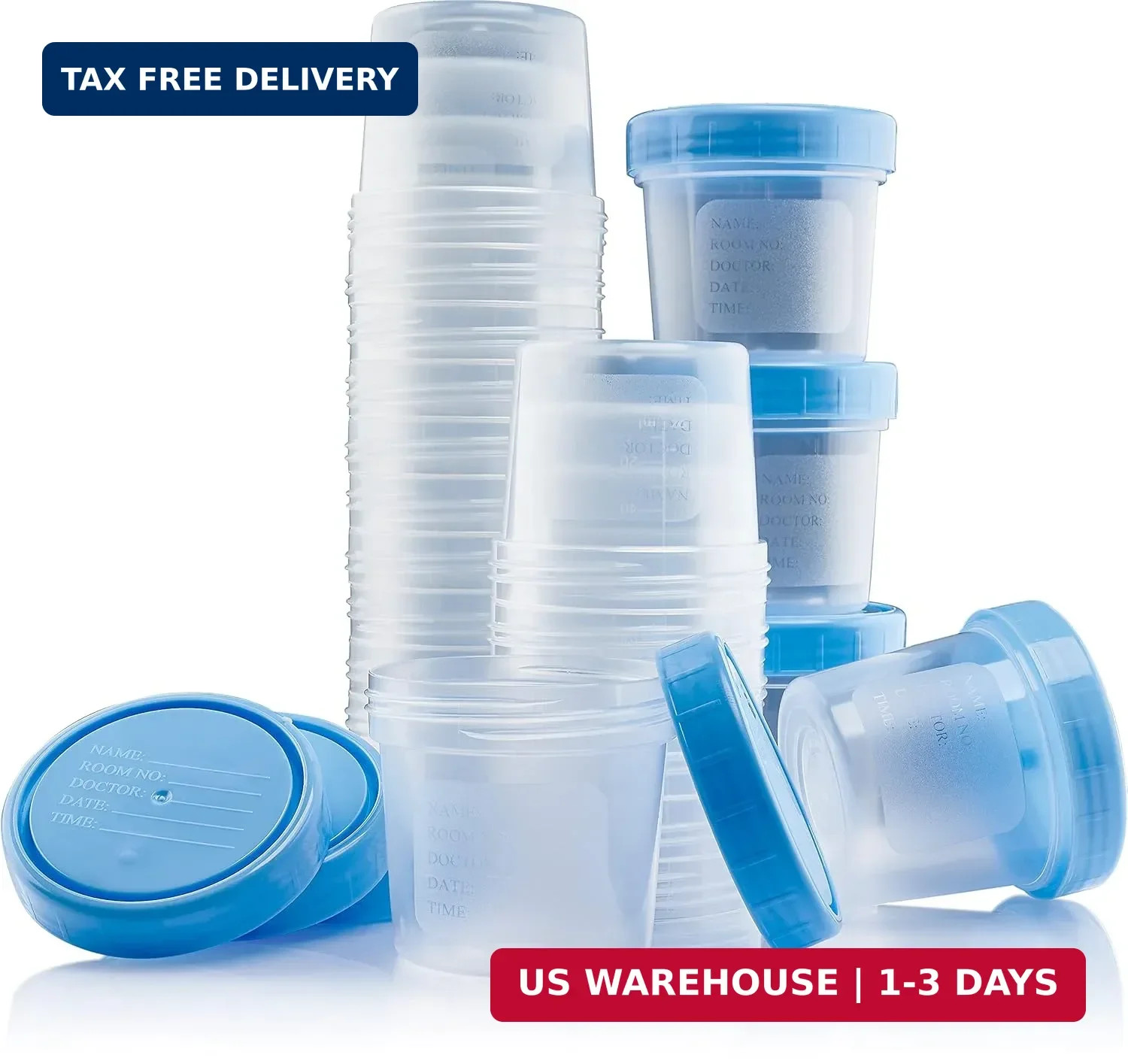 Caremax Supply Specimen Cups with Lids-Leak Proof Lid- High Quality Latex Free P