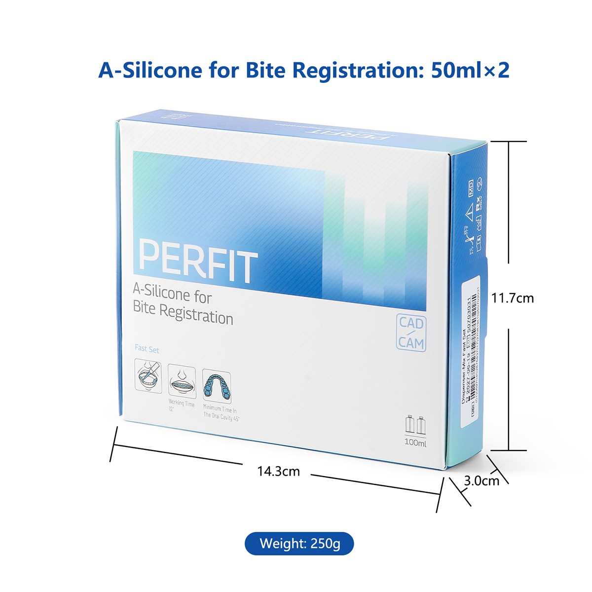 AZDENT 2pcs Dental Bite Registration Material Fast Set 50ML/pcs Mixing Tips