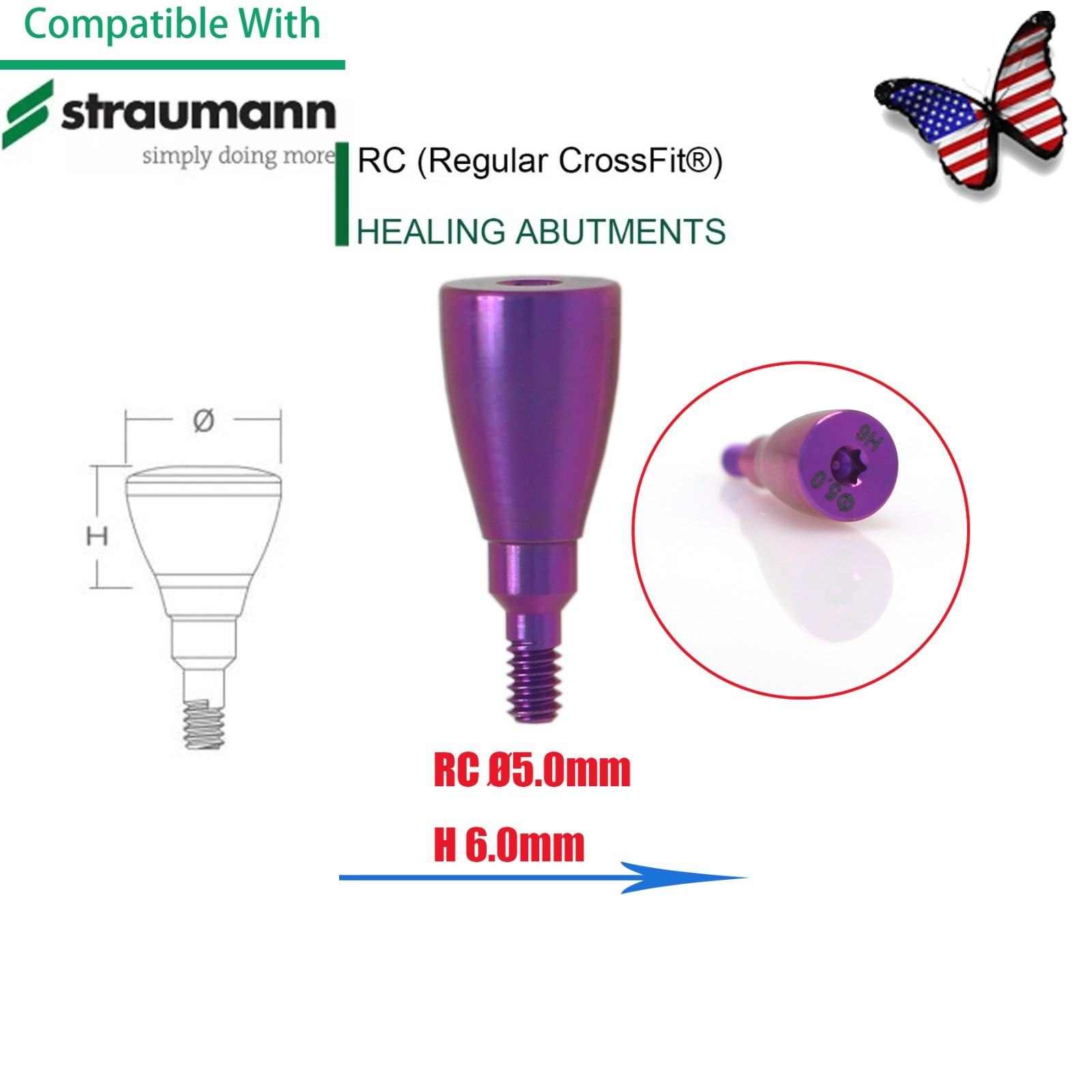 Dental Healing Abutment Cap/Closure Cover Screw Fit Straumann Cross Bone Level