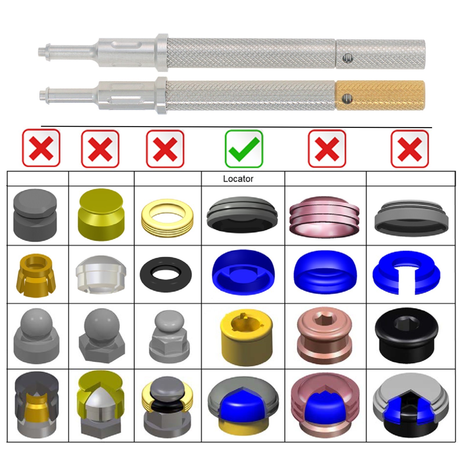 US Locator 3-in-1 Core Tool for Dental Overdenture Male Cap Insertion Removal