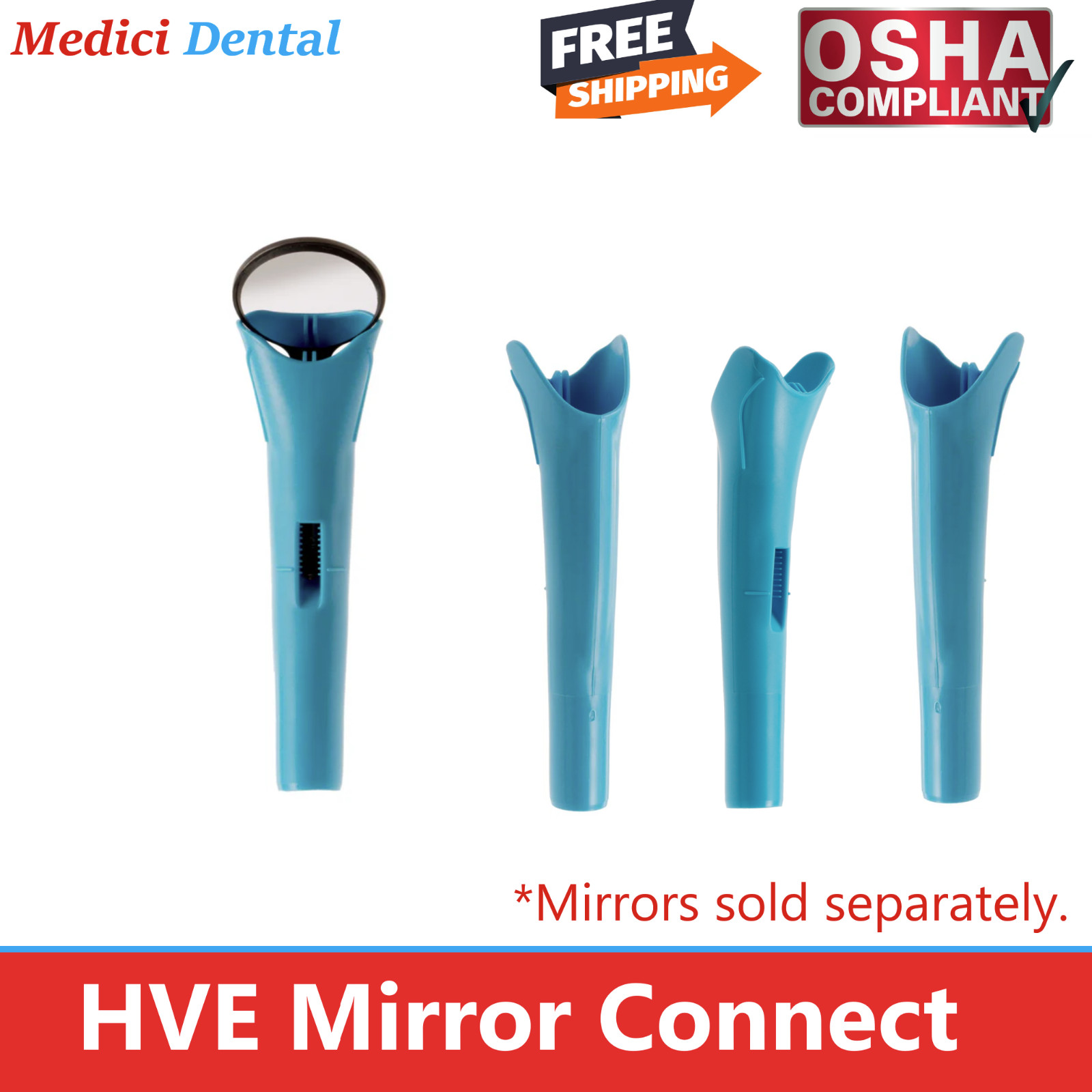 Hu-Friedy HVE Mirror Connect Kit & HVE Mirrors Dental, 25/50/bg #5 Mirrors Head