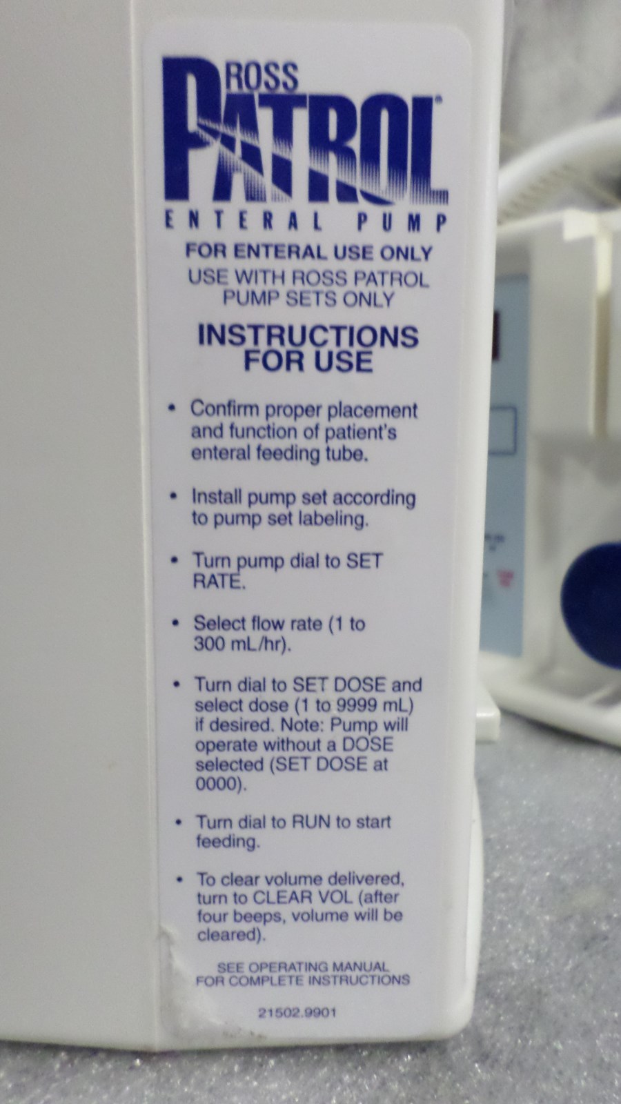 870D ROSS PATROL USA ENTERAL PUMP 30 DAY MONEY BACK GUARANTEE