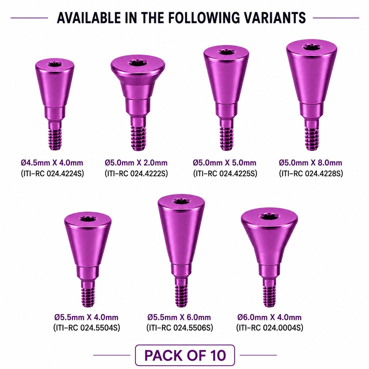5Pcs ITI Titanium Healing Abutment & Closure Cap Screw Straumann BL / BLT NC/RC