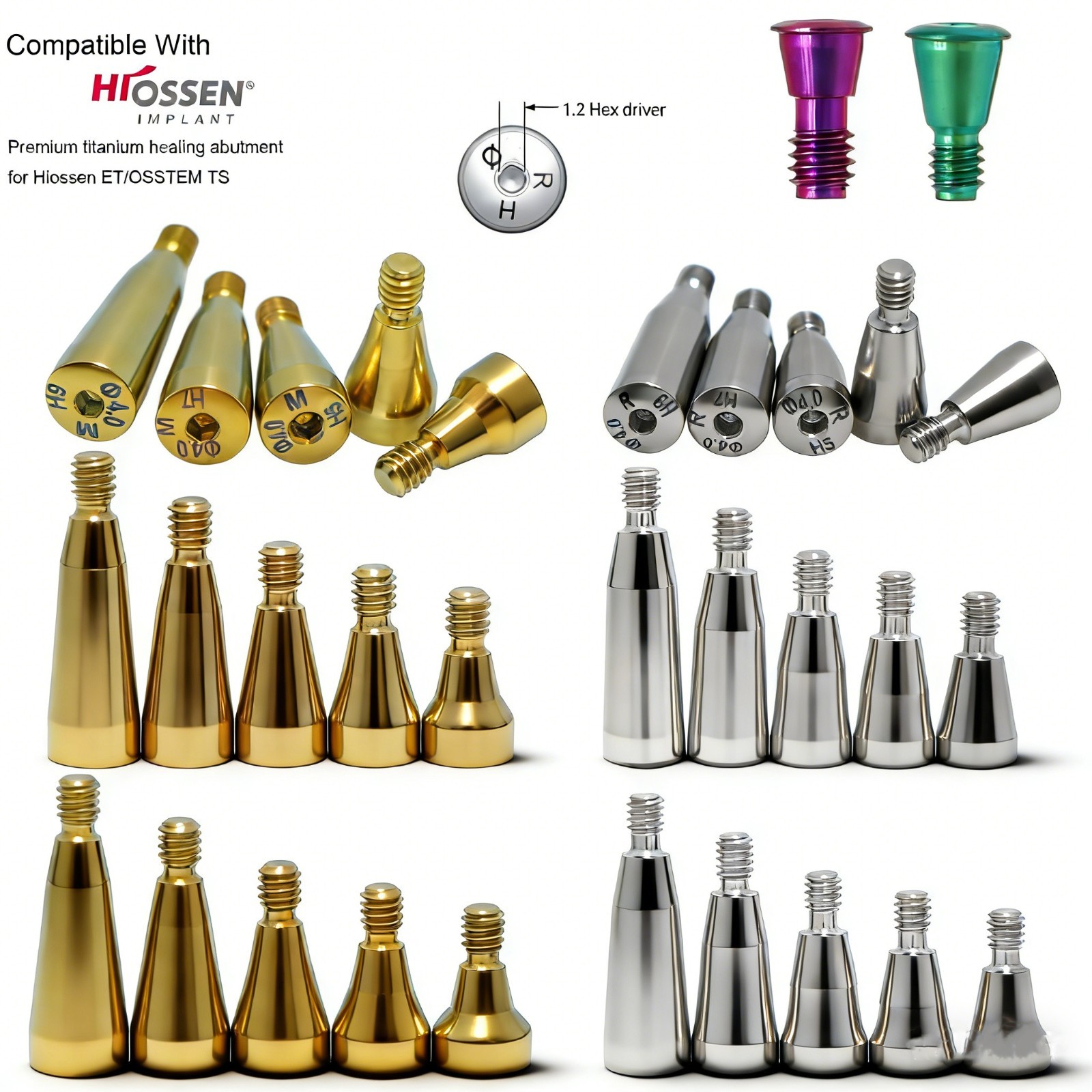 US Dental Healing Abutment Cover Screw Mini Regular Compatible Osstem Hiossen ET