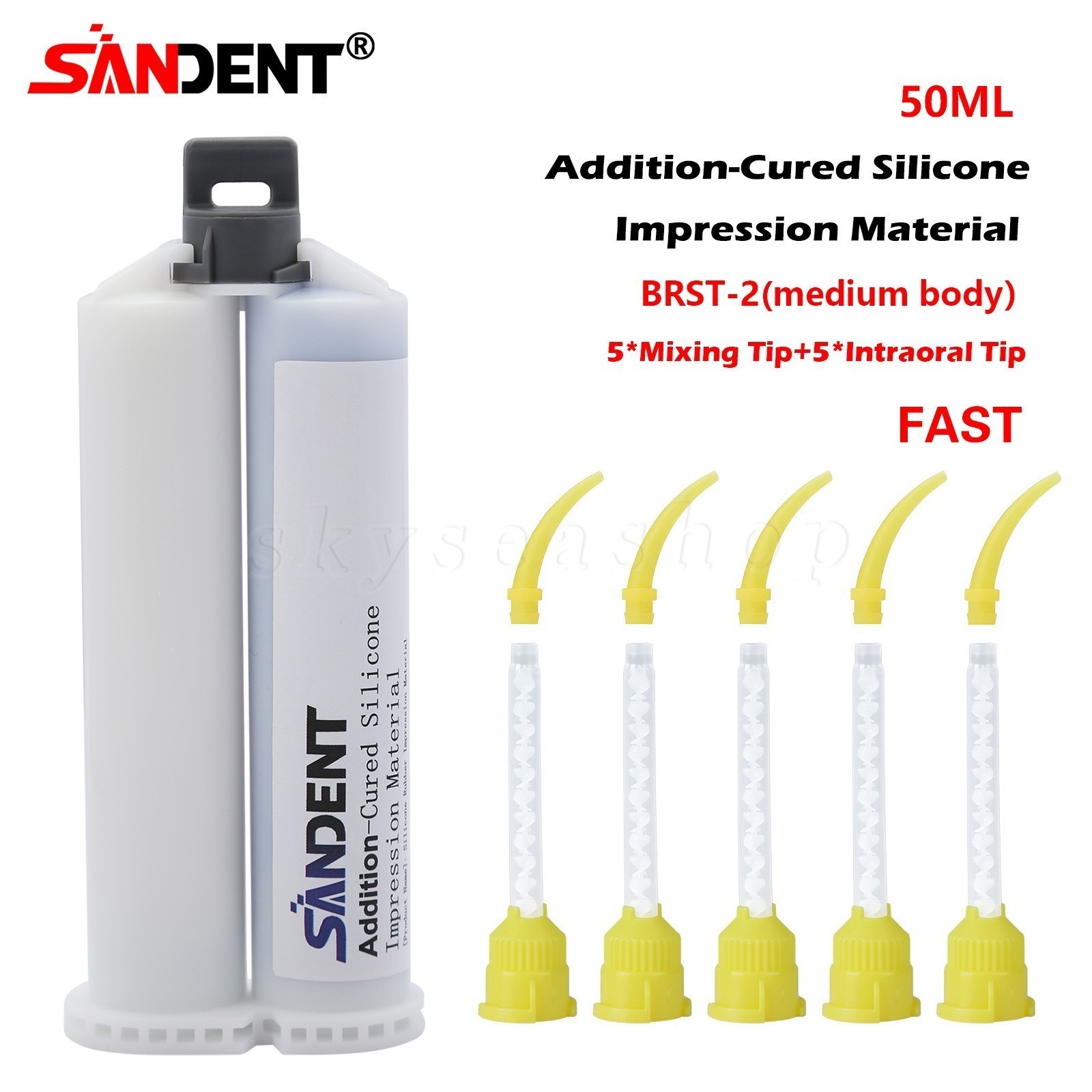 Medium Body Fast Set, Dental Impression Material 50mL Cartridge 1-10X