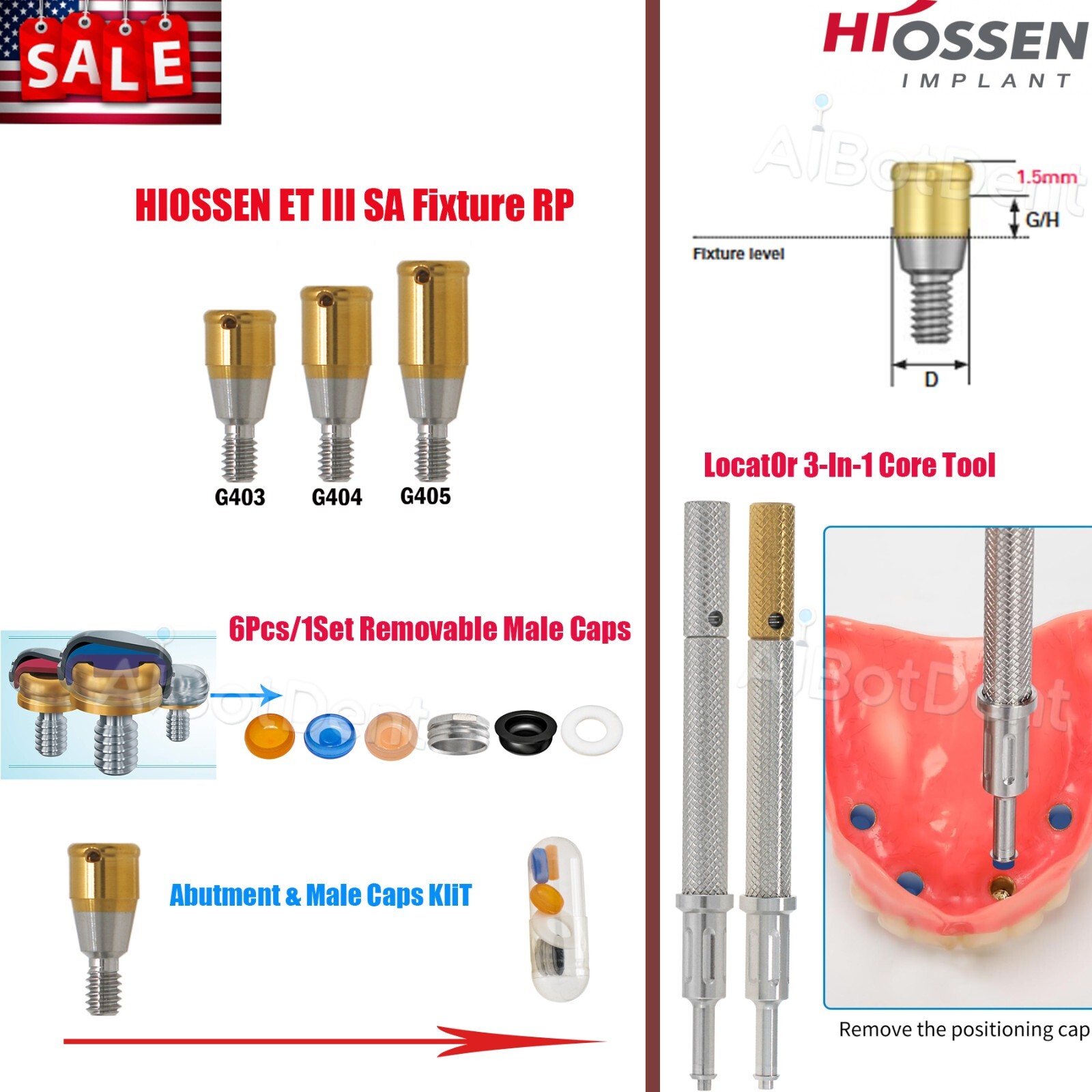 US Dental Locator Abutment Regular for HIOSSEN ET III SA/Osstem/DIO UF/Snucone R