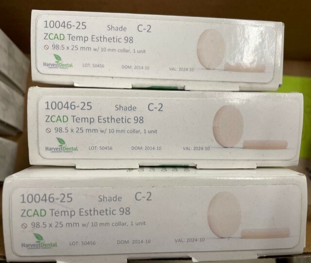 HARVEST Dental ZCAD Temp Esthetic 98,5mm 25mm Various shades milling disc