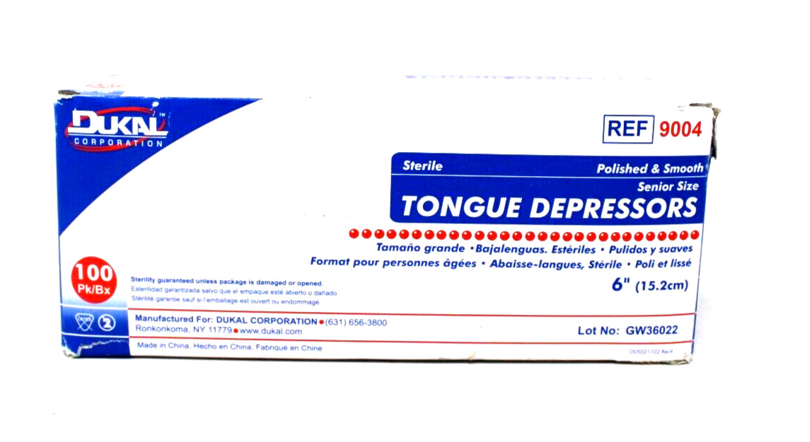 Dukal 9004 Adult Tongue Depressors 6″ – 100/BX