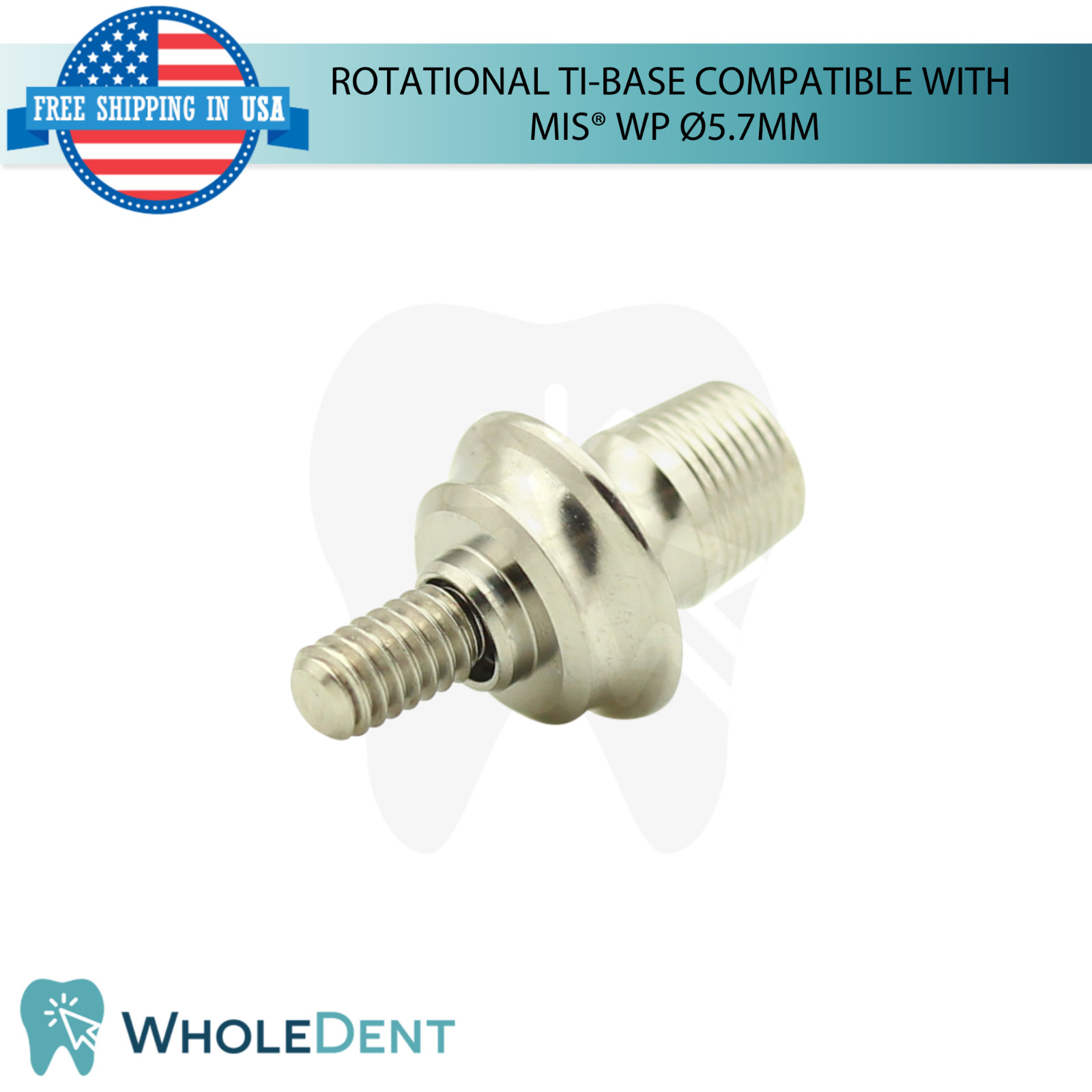 5x Dental Rotational Ti-Base Ø5.7mm WP MIS® Compatible Int Hex System 2.45mm