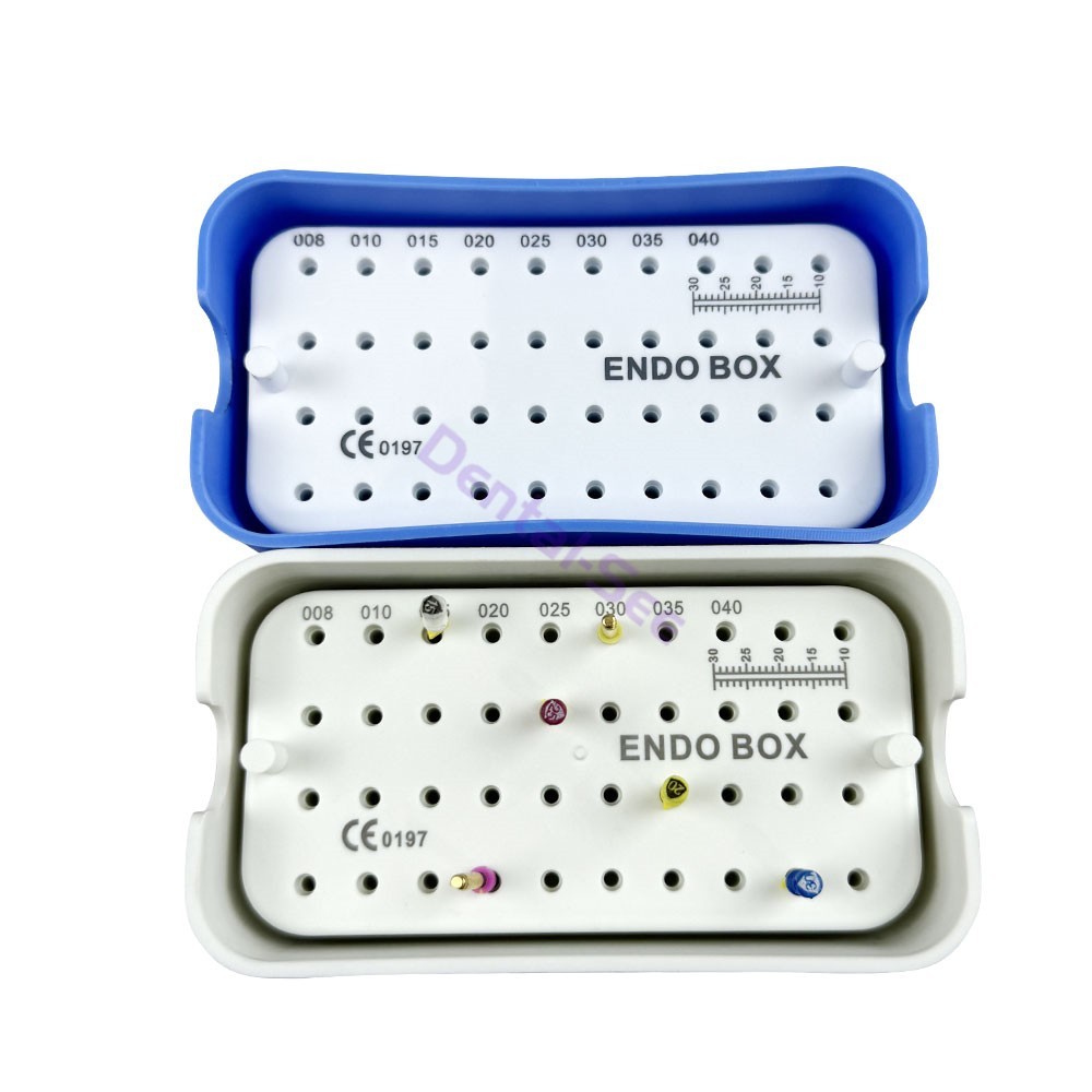 40 Holes Dental Endo Box FG Files Bur Holder Autoclave Disinfection Box Ruler