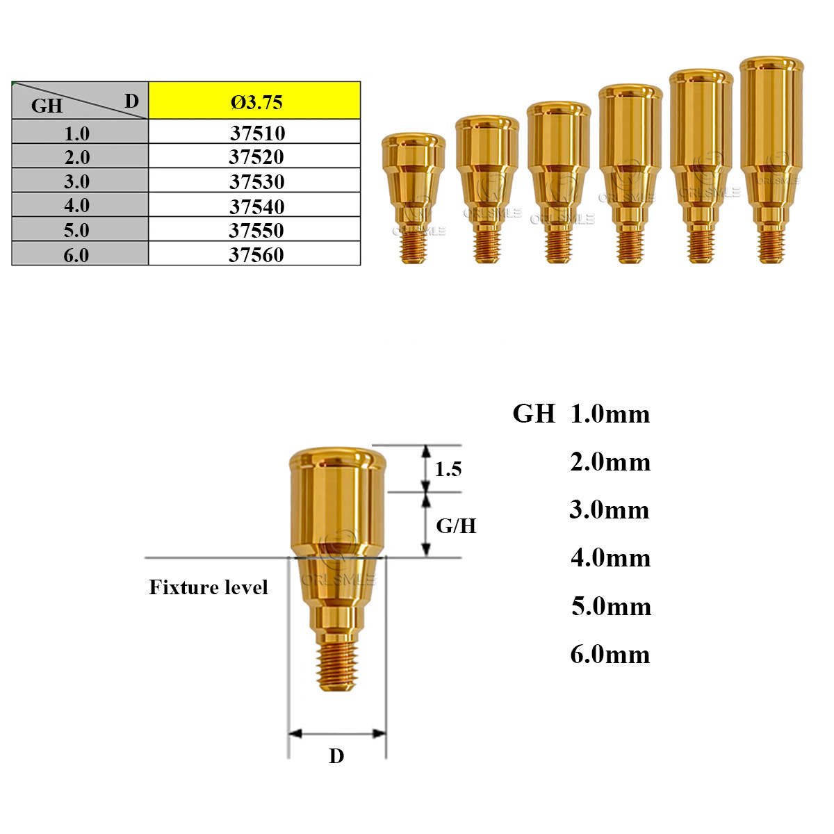 Locator abutment attachment full Set fit to MIS (C1)-SP GH1-6mm