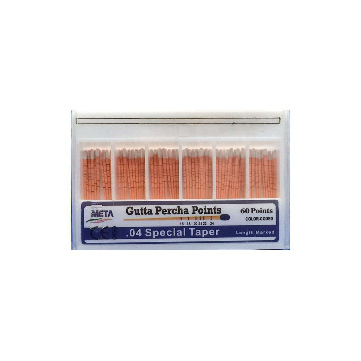 Meta Gutta Percha Points – #20, Taper 0.04, Color Coded, Spill-Proof Box