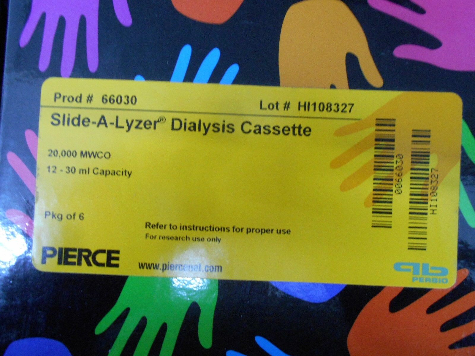 PIERCE 66030 SLIDE A LYZER DIALYSIS CASSETTE 12-30mL 20,000 MWCO PACK OF 6